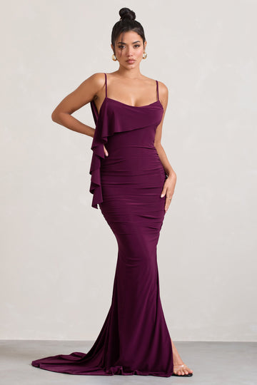 In Whispers Burgundy Split Maxi Dress